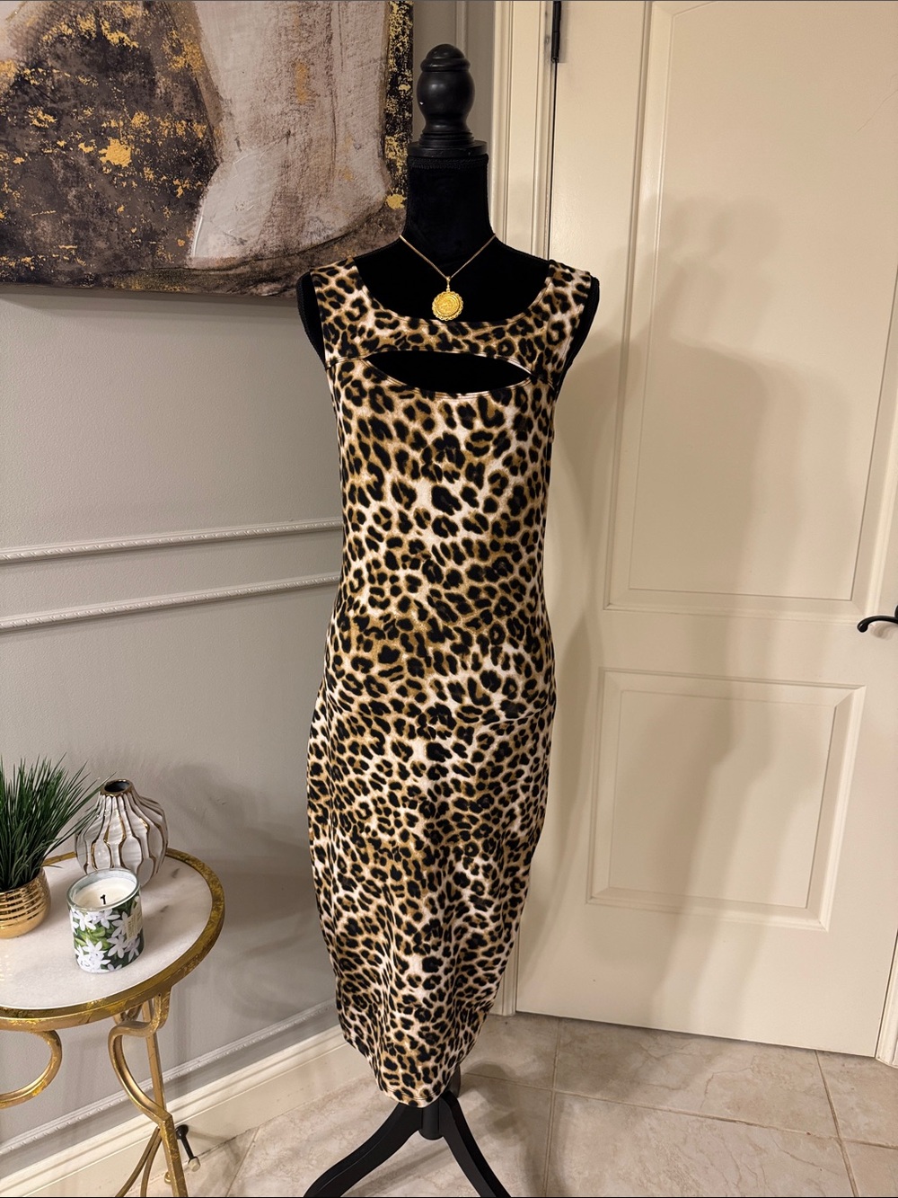 New York and company Leopard Print Cutout Midi Dress - Animal Print